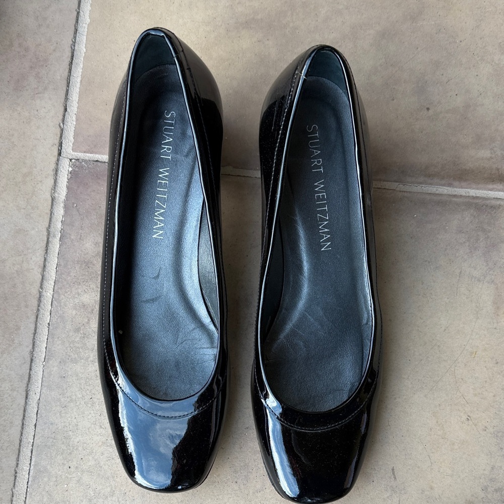 Stuart Weitzman Glossy Black Flats